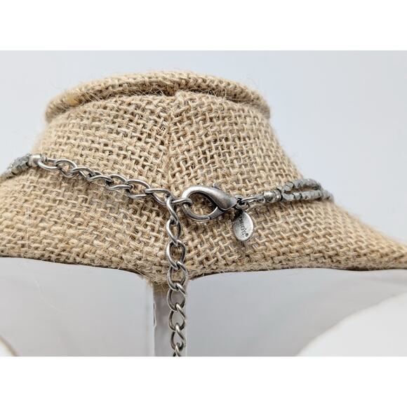 Chico's Necklace Gunmetal Silver Double Strand Beaded Statement - Picture 6 of 6